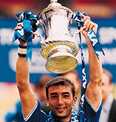 Chelsea  FA CUP  winner 1997 Di Matteo  holds the cup . Di Matteo scored the fastes goal in the FA Cup history  : 48 seconds from start of the match 